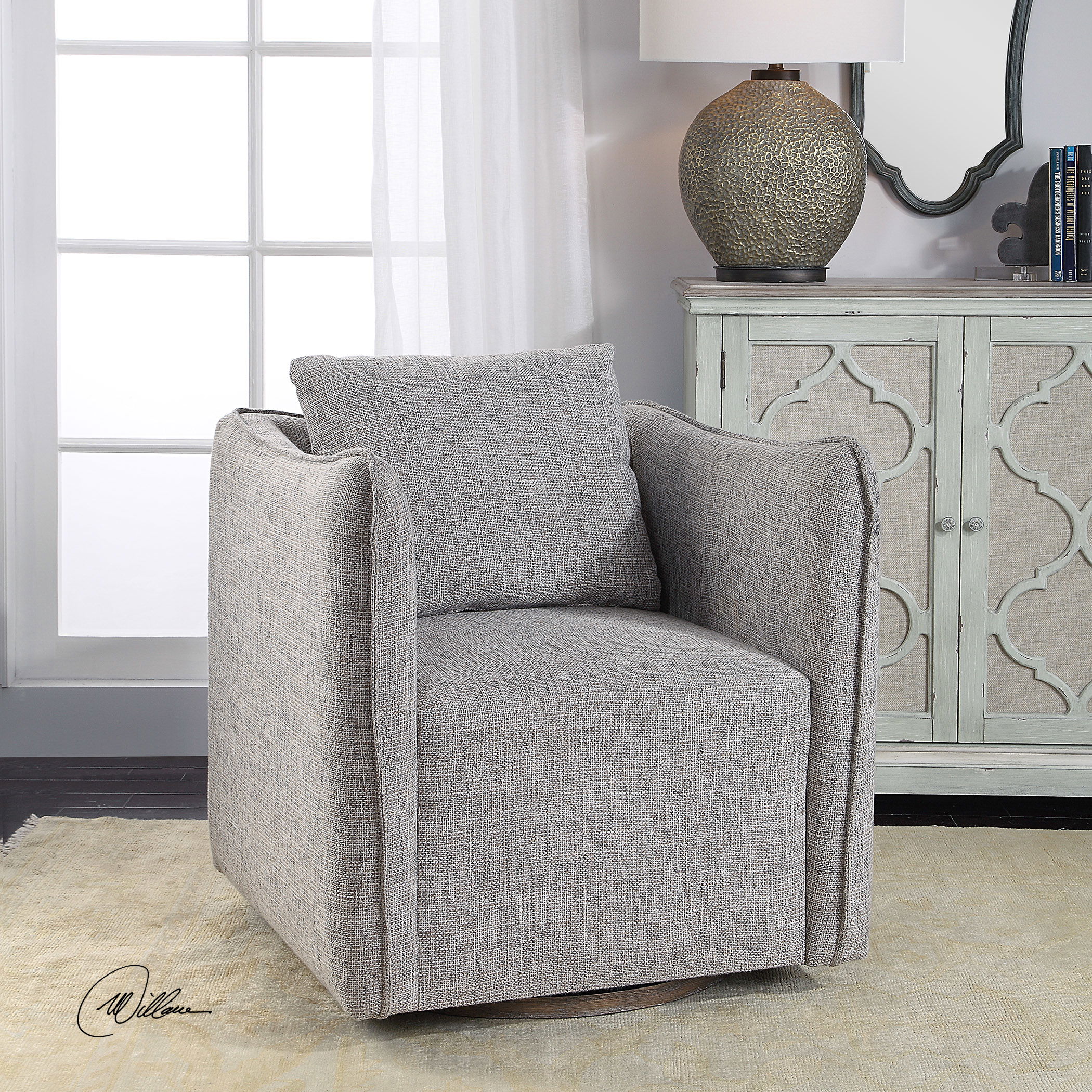 Corben Gray Swivel Chair large image 