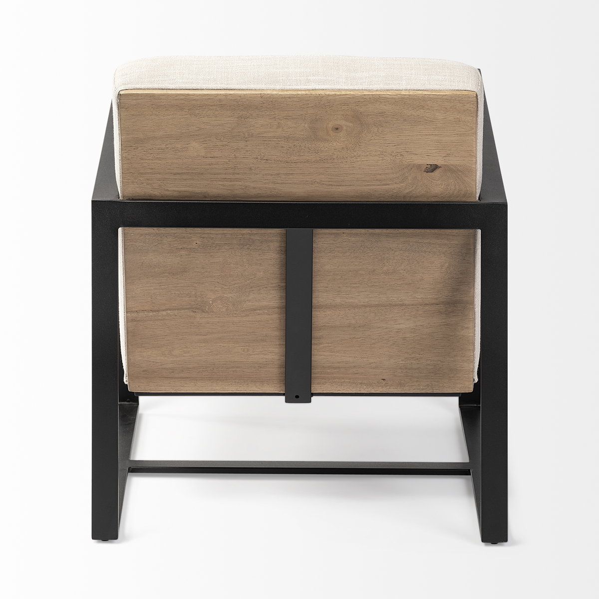 Stamford Light Beige Upholstered Seat with Wood Back, Metal Frame Accent Chair, by Mercana, 24.41" length x 31.89" width x 28.94" height View 10