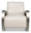 Carlisle Armchair, Crystal White Leather, Seating by Sarreid, 29" length x 37" width x 30" height thumbnail 2