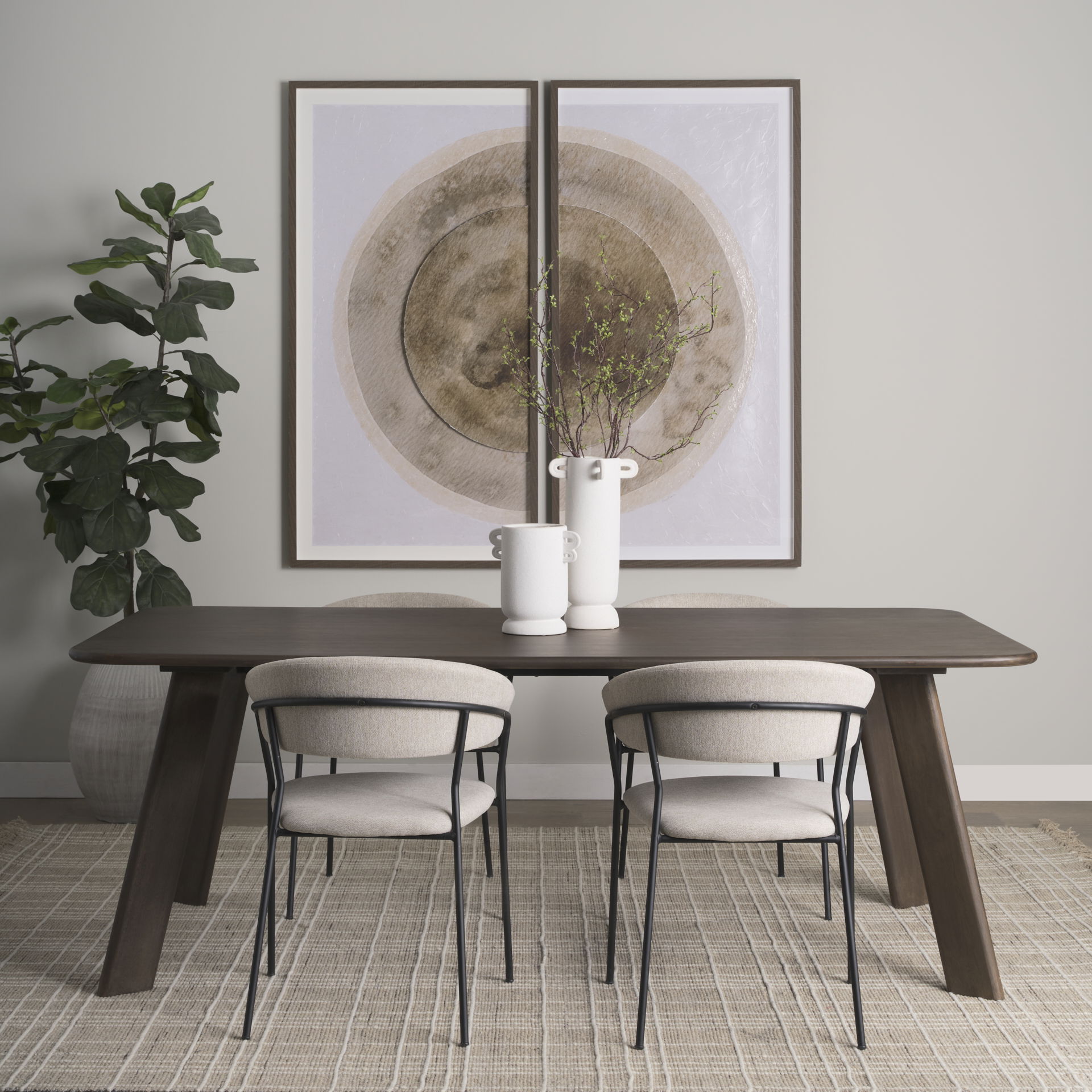 Carolyn Dining Chair with Oatmeal Fabric & Matte Black Metal large image 