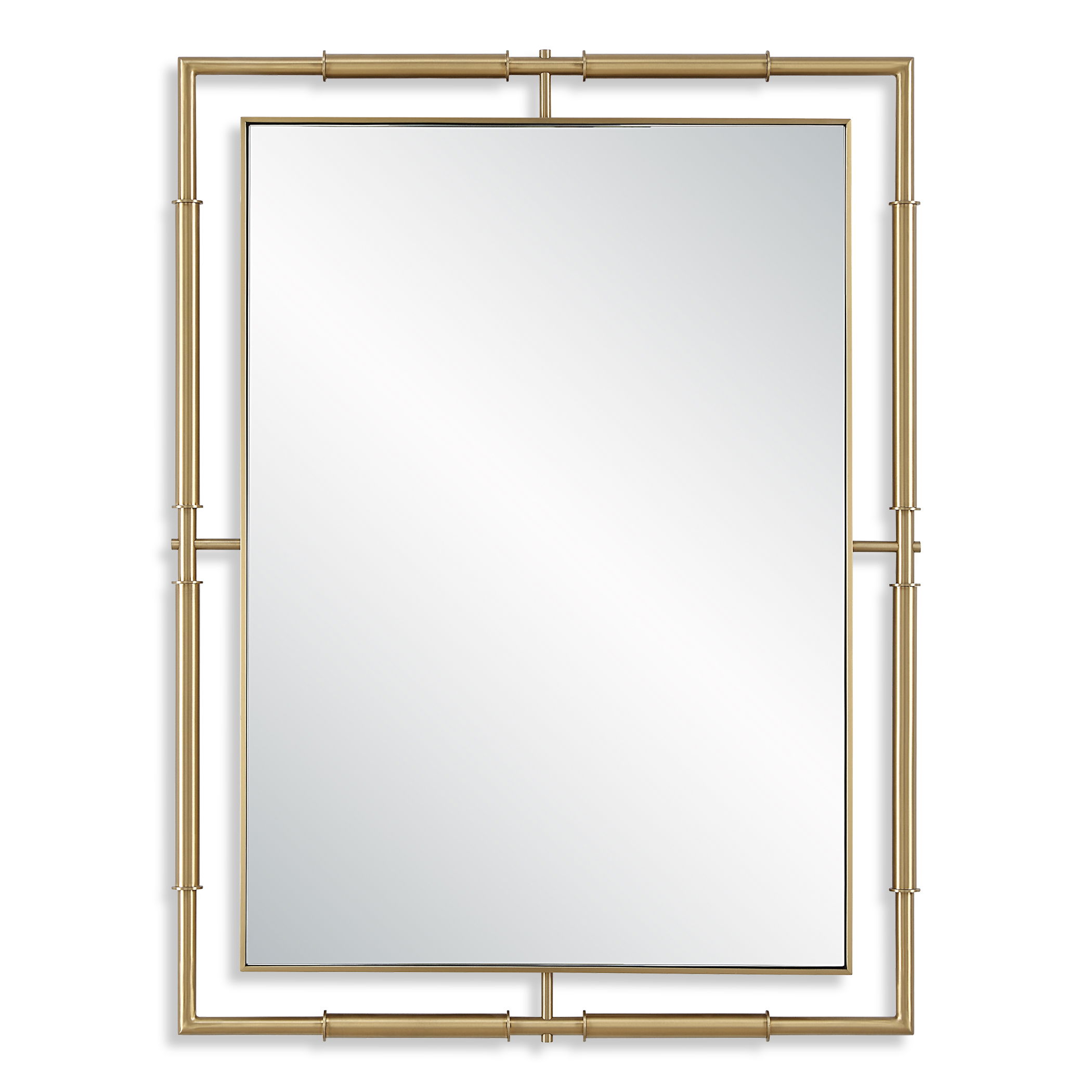 It's All Connected Rectangle Brass Mirror, by Uttermost, 30" width x 40" height x 1" depth View 1
