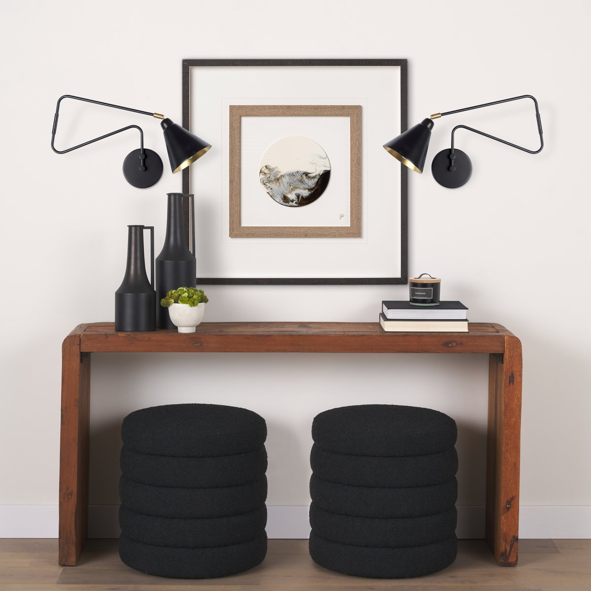 Cobalt 6L x 32W Black Metal Cone Shaped Swivel Wall Sconce, by Mercana, 6" length x 32" width x 12" height View 2