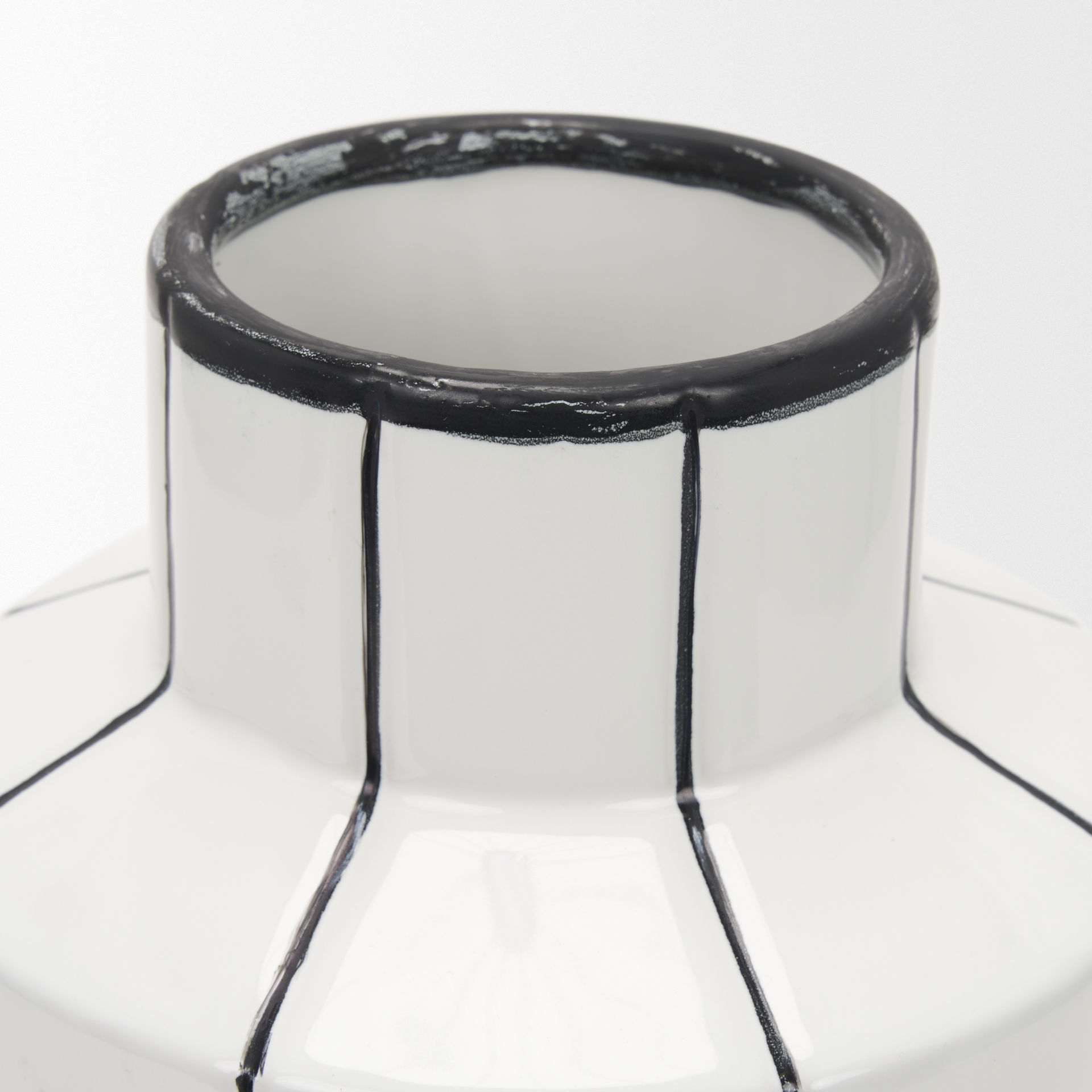 Dinah Small White with Black Stripes  Ceramic Vase, by Mercana, 8.07" length x 8.07" width x 12.99" height View 8