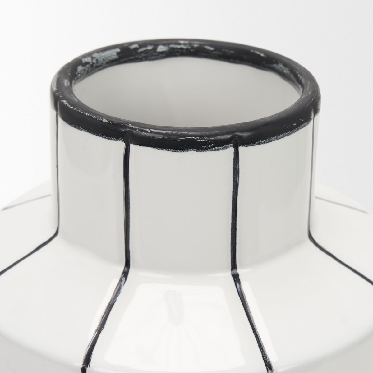 Dinah Small White with Black Stripes  Ceramic Vase, by Mercana, 8.07" length x 8.07" width x 12.99" height View 8