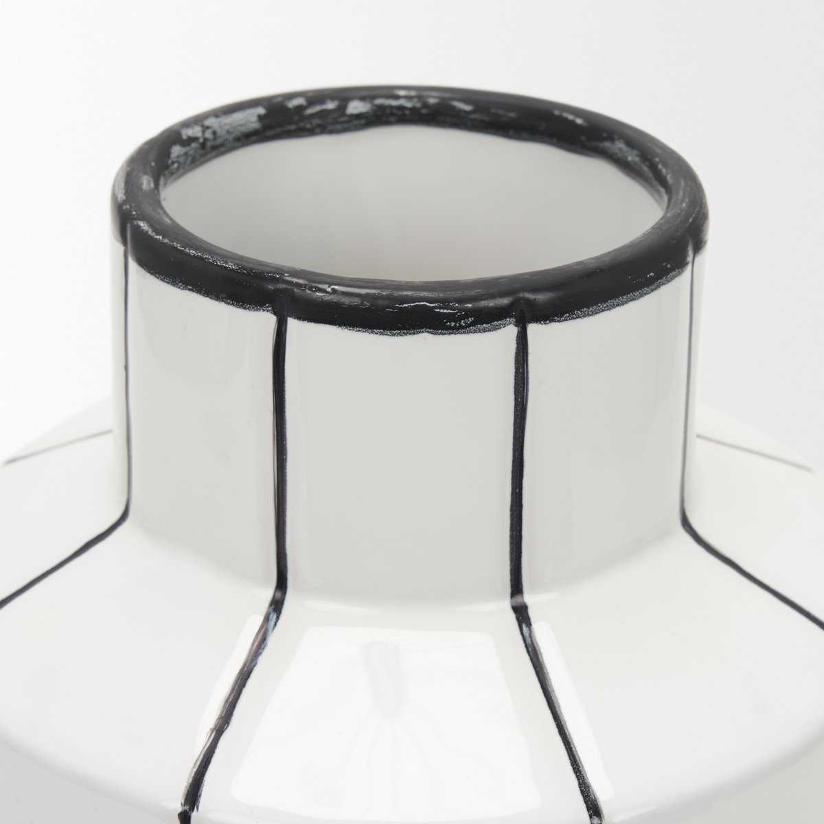 Dinah Small White with Black Stripes  Ceramic Vase, by Mercana, 8.07" length x 8.07" width x 12.99" height View 8