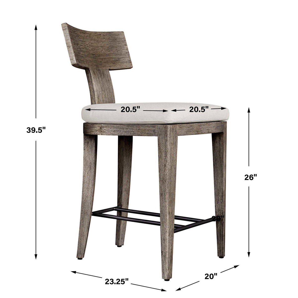 Cellini Outdoor Counter Stool, Outdoor Stool by Uttermost, 1'8" width x 3'3.5" height x 1'11.25" depth View 2
