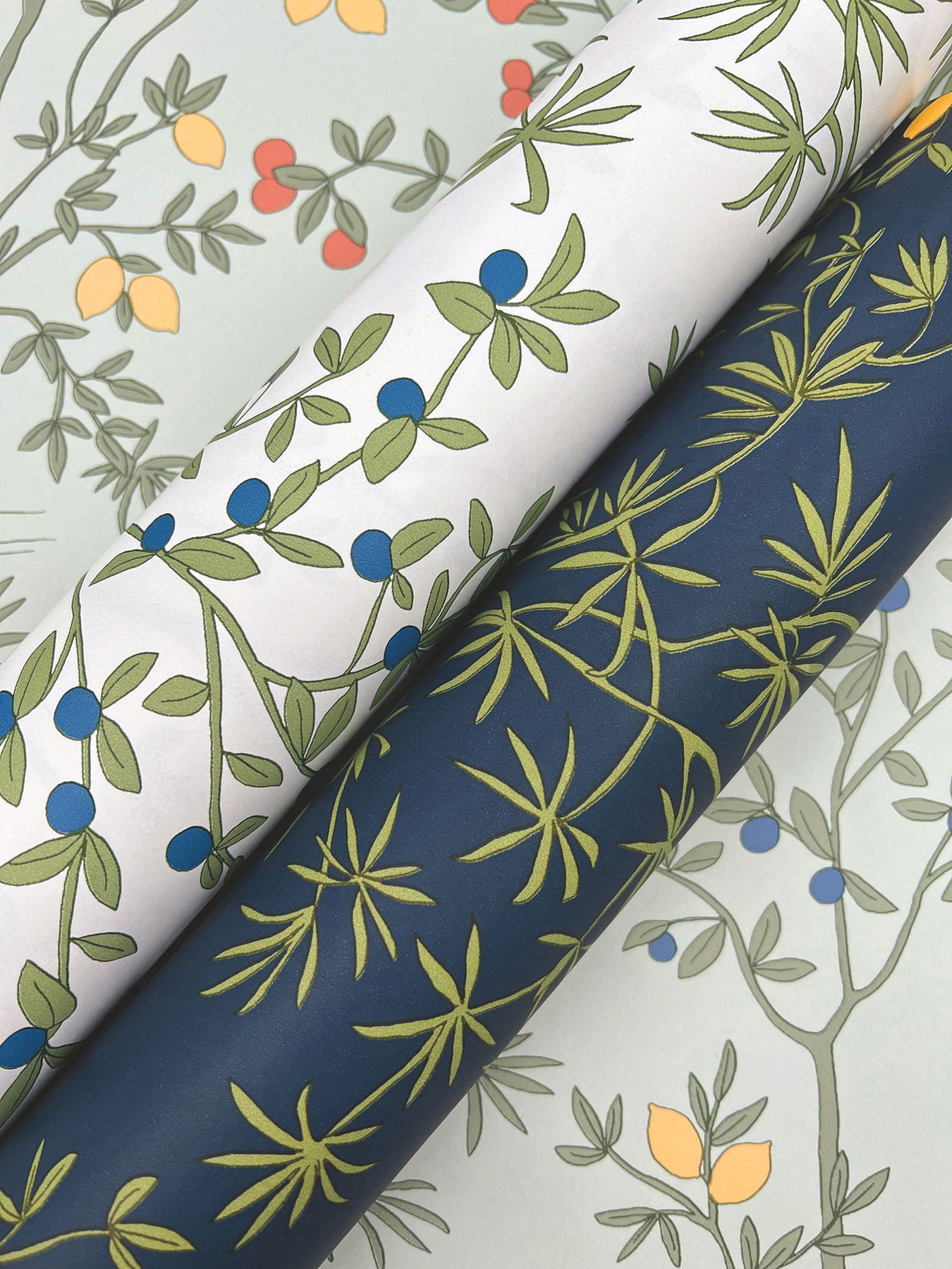 Lemon Grove White Peel & Stick Wallpaper large image 