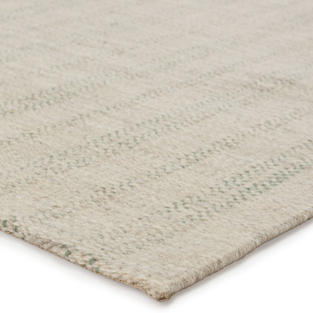 Marietta Handmade Striped Light Gray/ Light Green Area Rug (9'X12') large image 