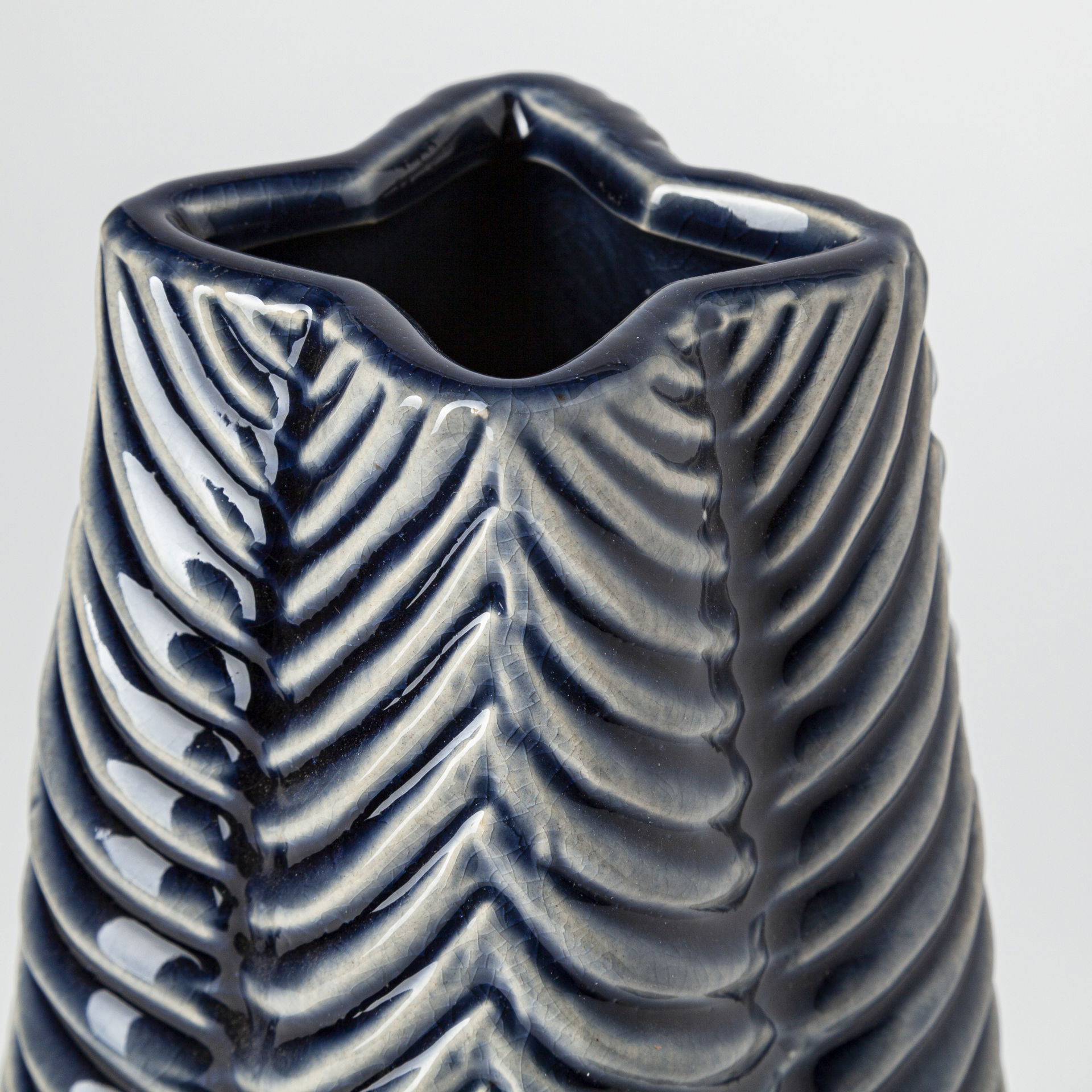 Bashir II Large Dark Navy Gloss Ceramic Vase, by Mercana, 7.48" length x 7.48" width x 15.55" height View 7