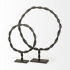 Rizwan (Small) Black Aluminum Braided Circular Object, Decorative Object by Mercana, 14.96" length x 11.81" width x 3.15" height thumbnail 6