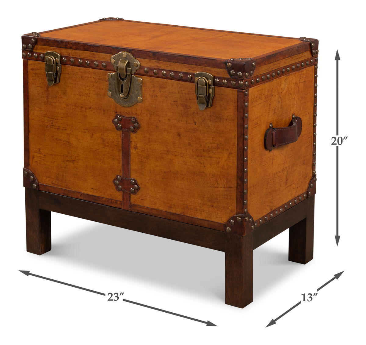 Abilene Leather Box W/Stand, by Sarreid, 1'1" length x 1'11" width x 1'8" height View 15
