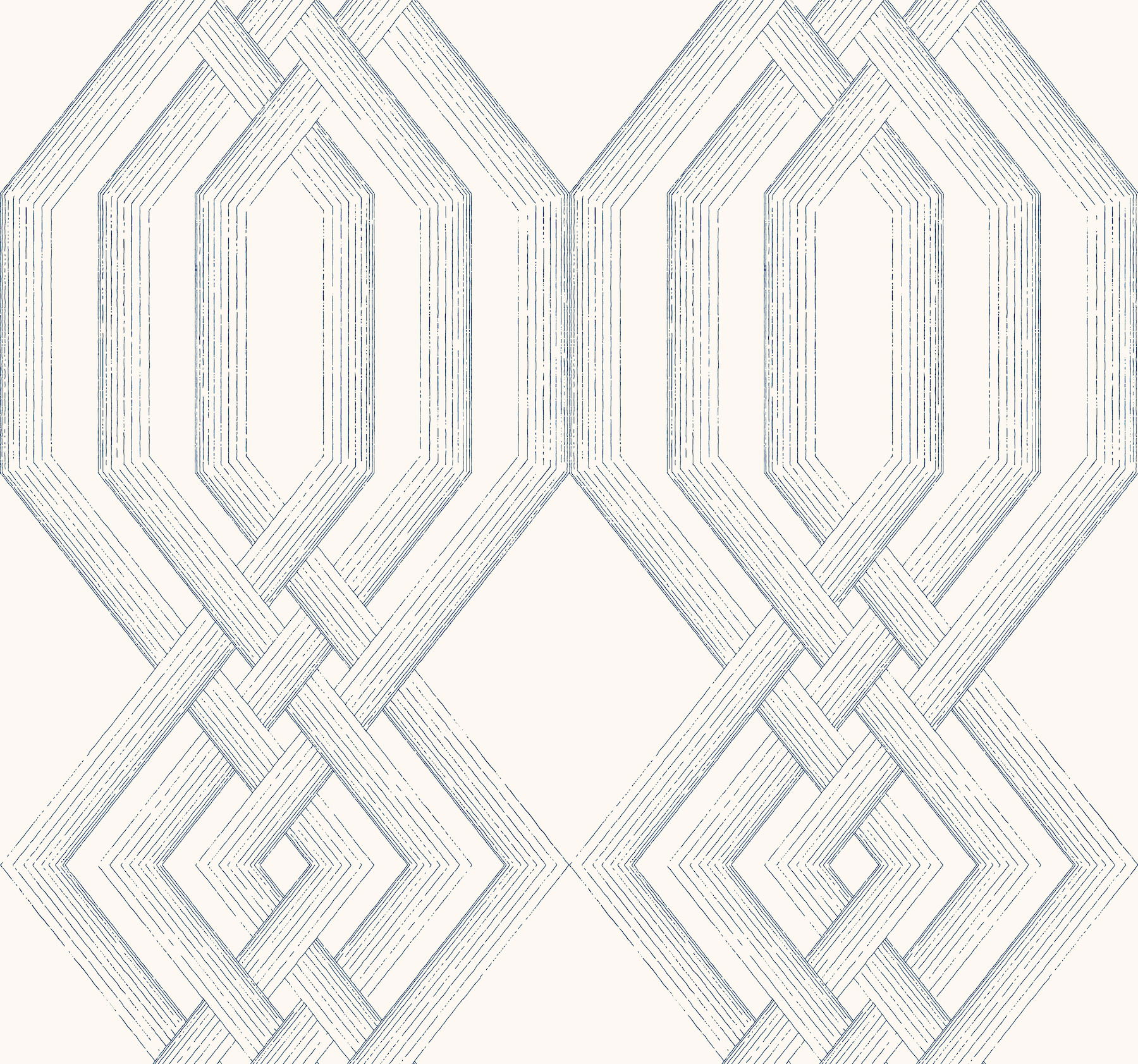 Etched Lattice Blue Wallpaper, by York Wall, 27' length x 2'3" width x 0.02" depth View 1