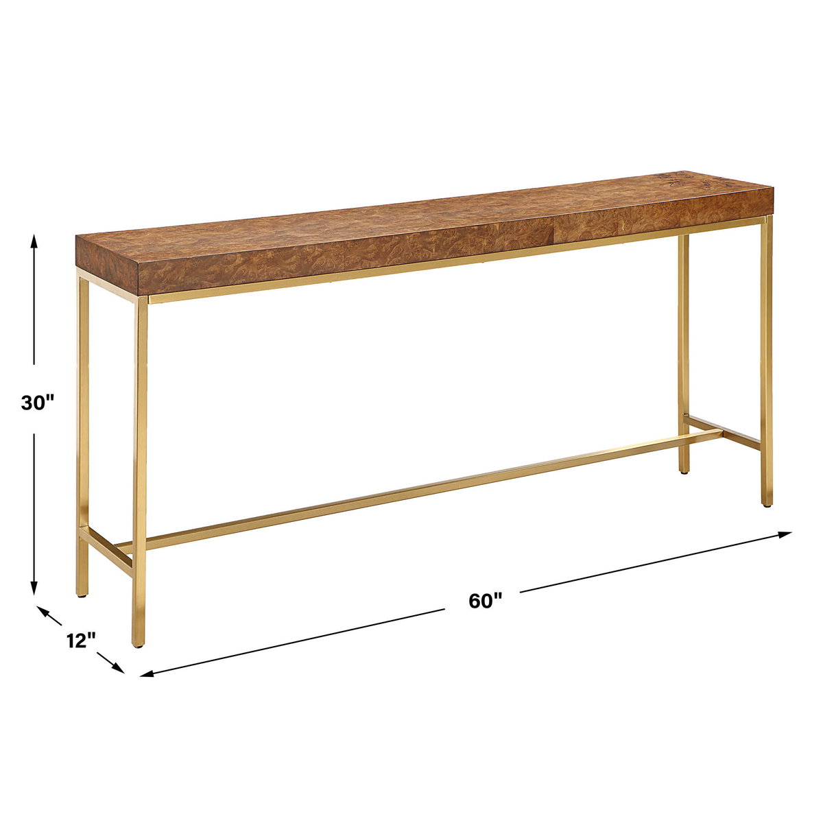 Moran Burl Console Table, by Uttermost, 60" width x 30" height x 12" depth View 3