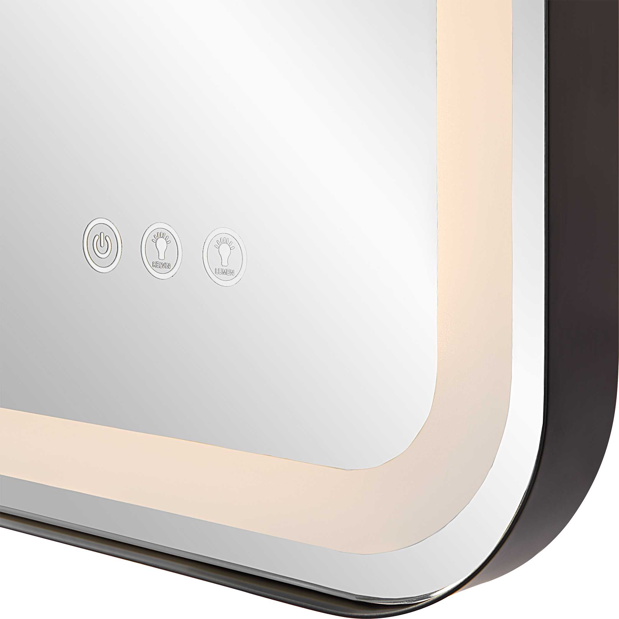 Crofton Lighted Black Large Mirror, by Uttermost, 30" width x 40" height x 2.12" depth View 7