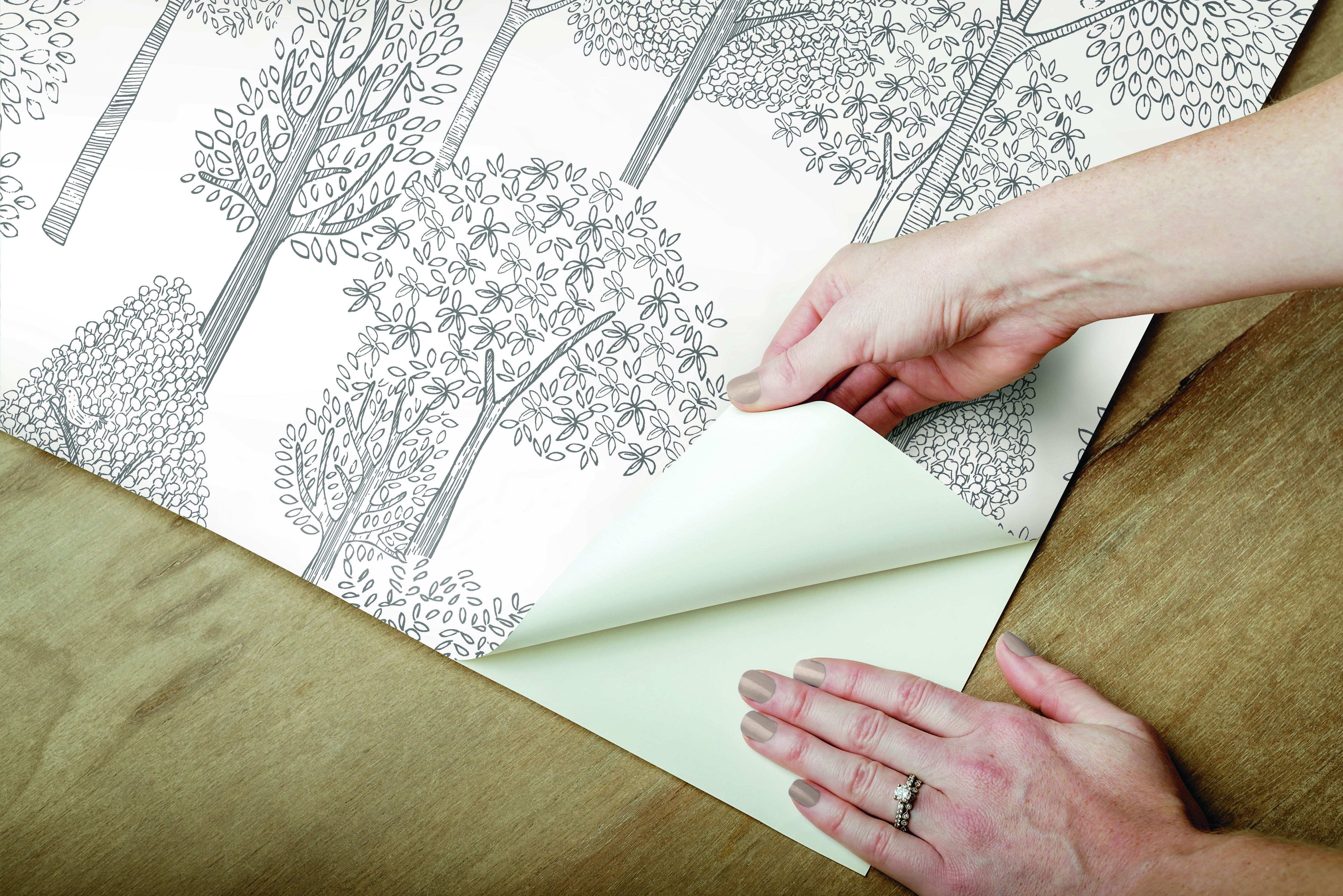 Treetops Grey Peel & Stick Wallpaper, by York Wall, 20' length x 1'8.5" width x 0.02" depth View 5