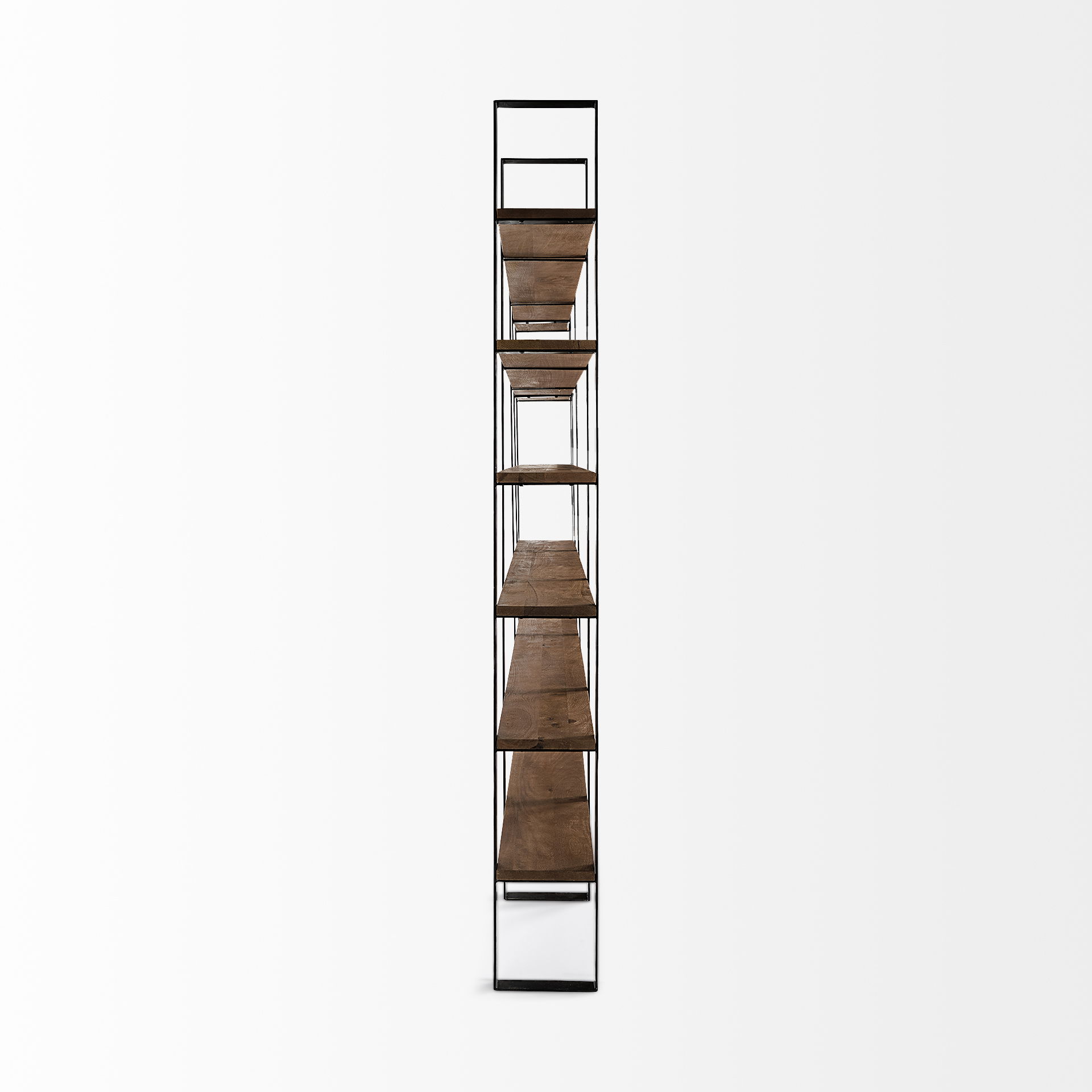 Taunton II 80L x 10.5W x 90H Dark Brown Wood And Black Iron Six Shelving Unit large image 