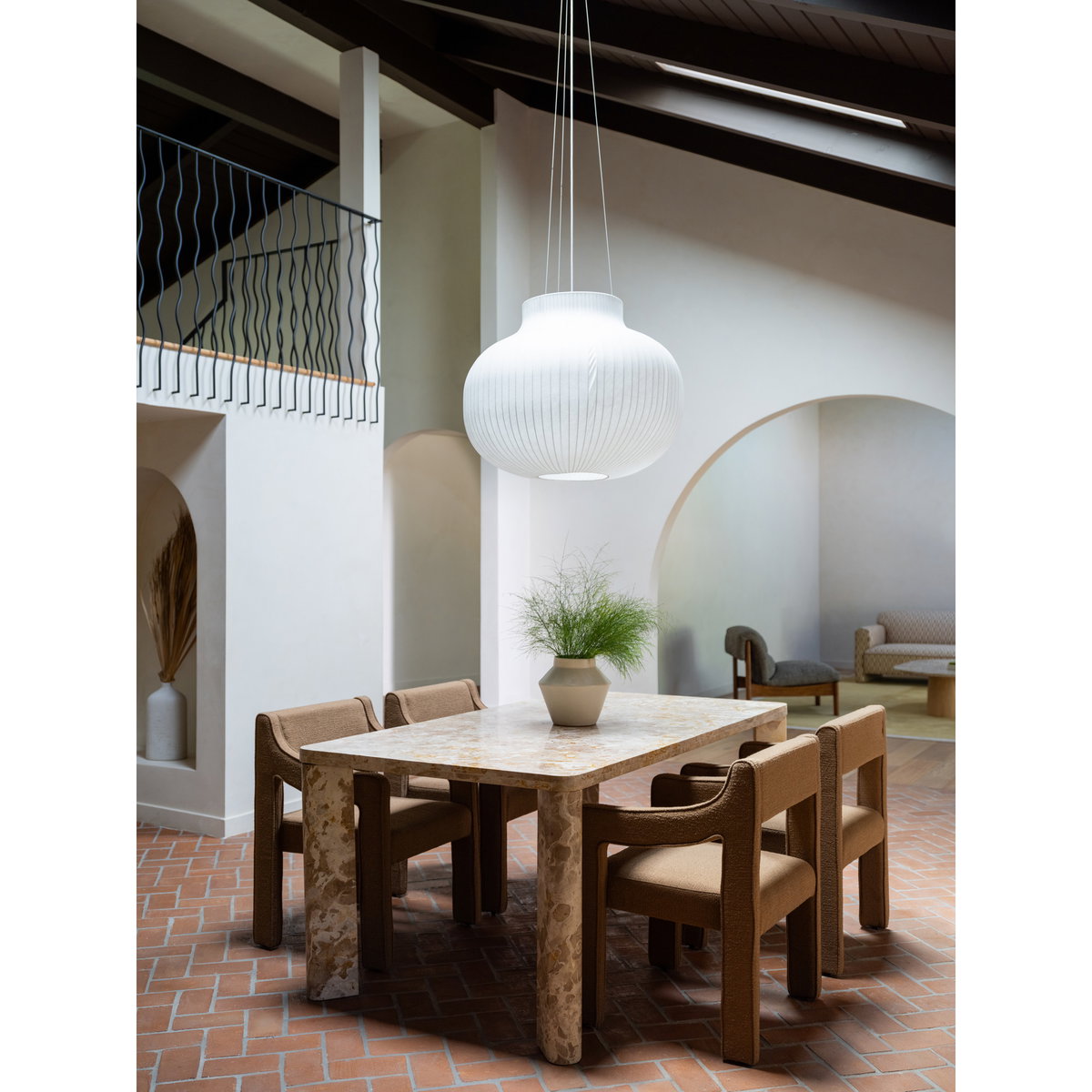 Segment Dining Table Panther Stone Beige, by Moe's Home, 72" width x 30" height x 39" depth View 12
