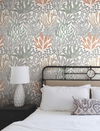 Coral Leaves Coral Black Wallpaper, by York Wall, 27' length x 2'3" width x 0.02" depth thumbnail 2