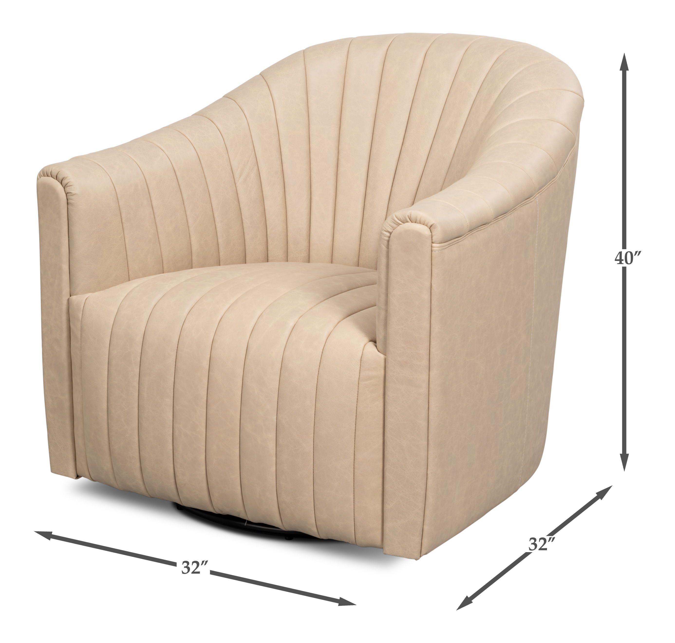 Essex Swivel Chair, Cappucino White, Seating by Sarreid, 32" length x 32" width x 30" height View 13