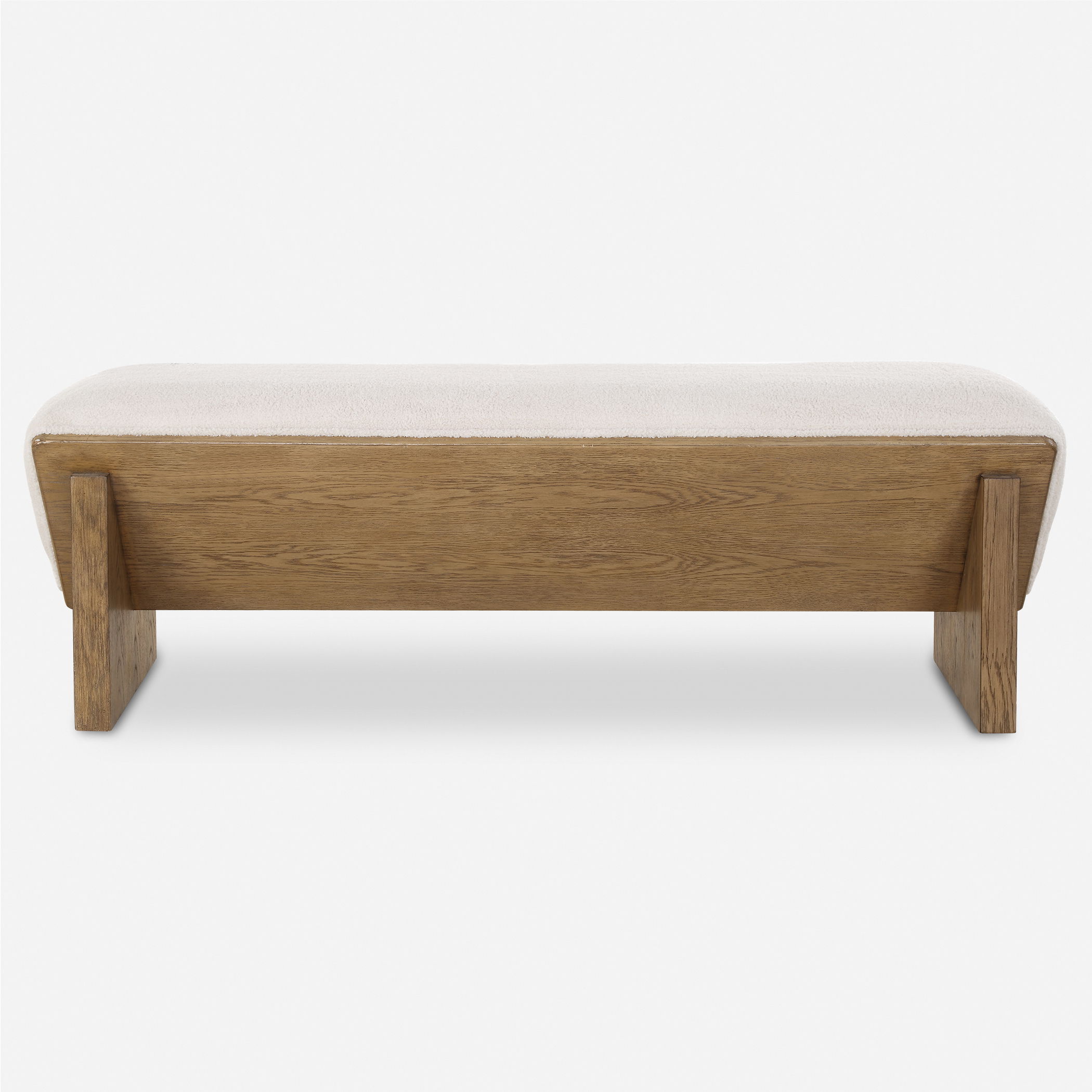Wedged Ivory Fabric Bench, Furniture by Uttermost, 59" width x 17" height x 19" depth View 1