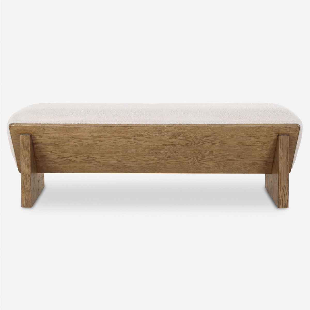 Wedged Ivory Fabric Bench, Furniture by Uttermost, 59" width x 17" height x 19" depth View 1