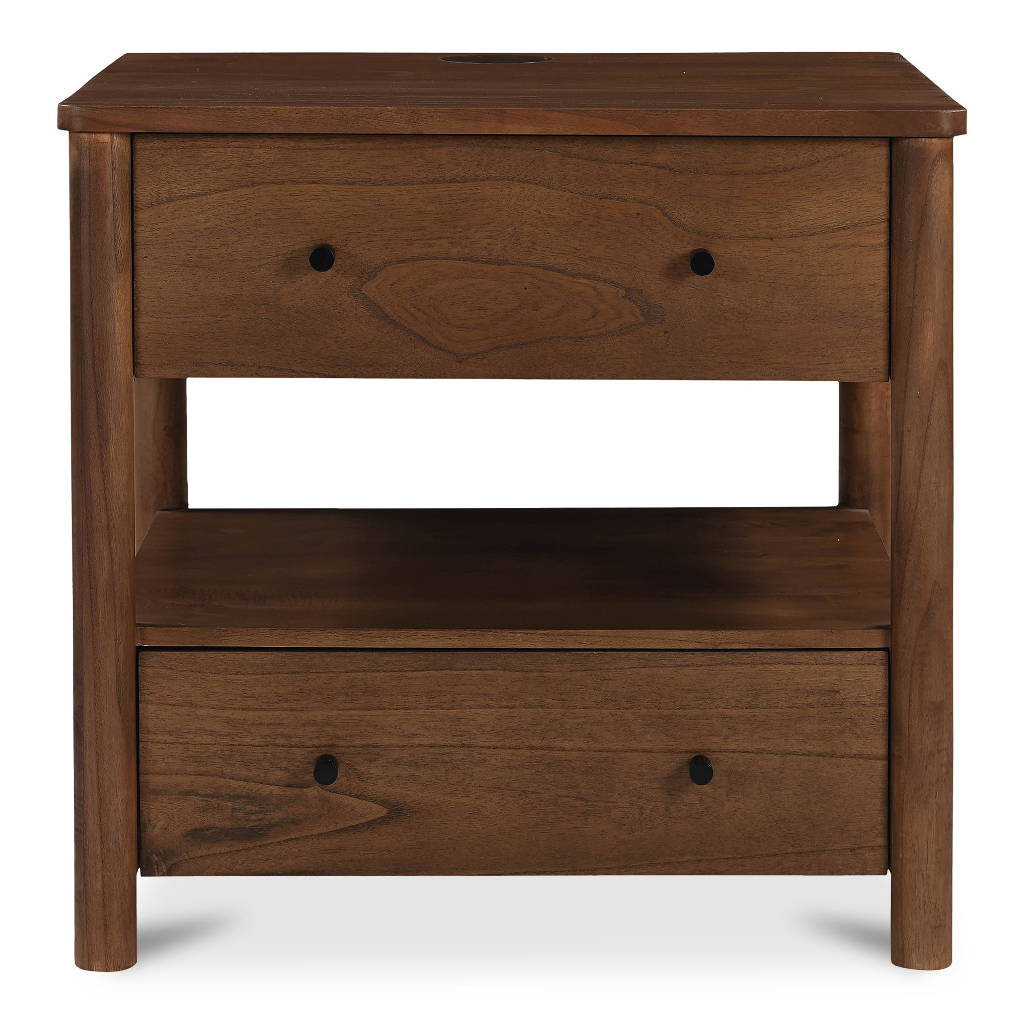 Lottie Charging Nightstand Brown, by Moe's Home, 28.5" width x 27.75" height x 24.5" depth View 1