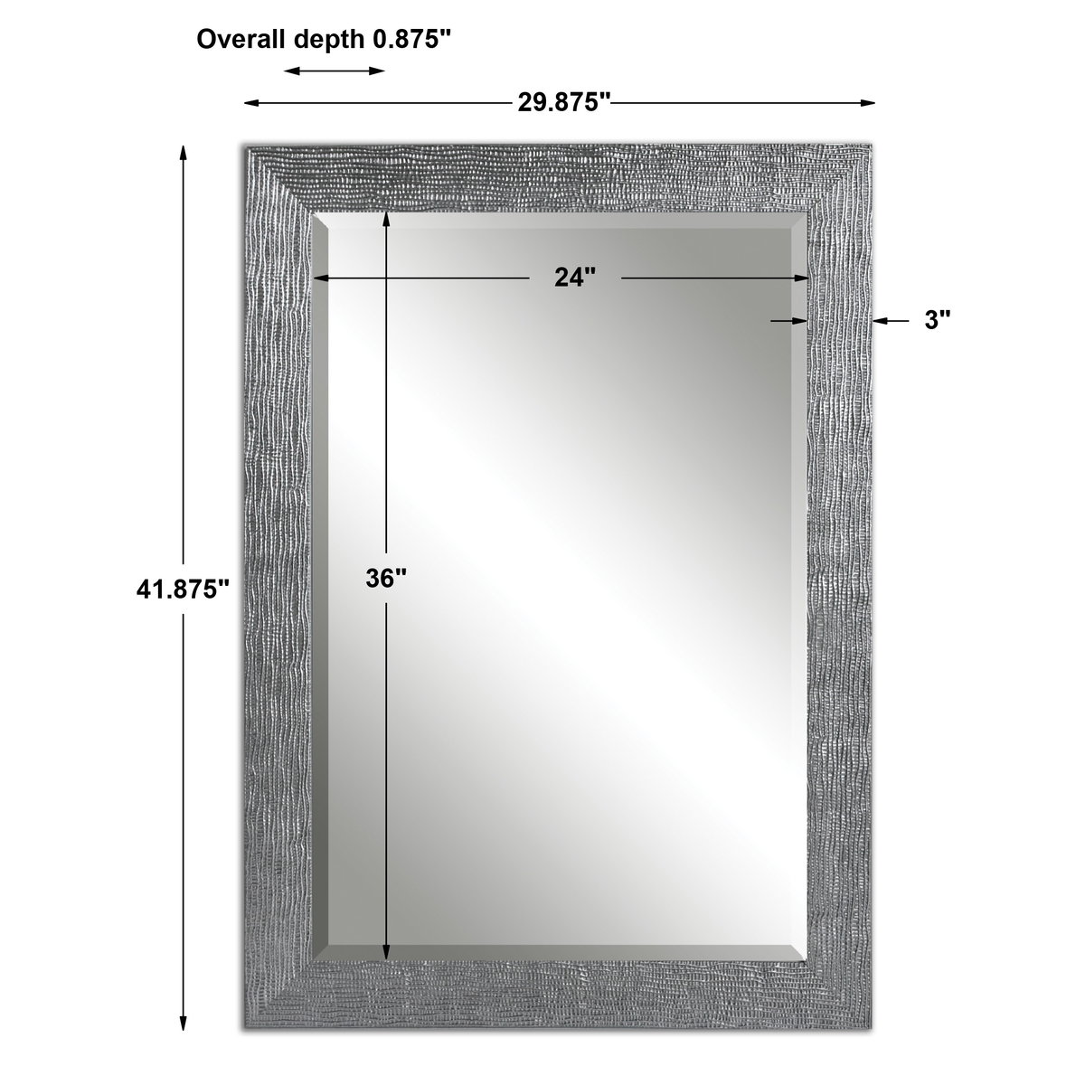 Tarek Silver Mirror, by Uttermost, 2'5.87" width x 3'5.87" height x 0.87" depth View 3