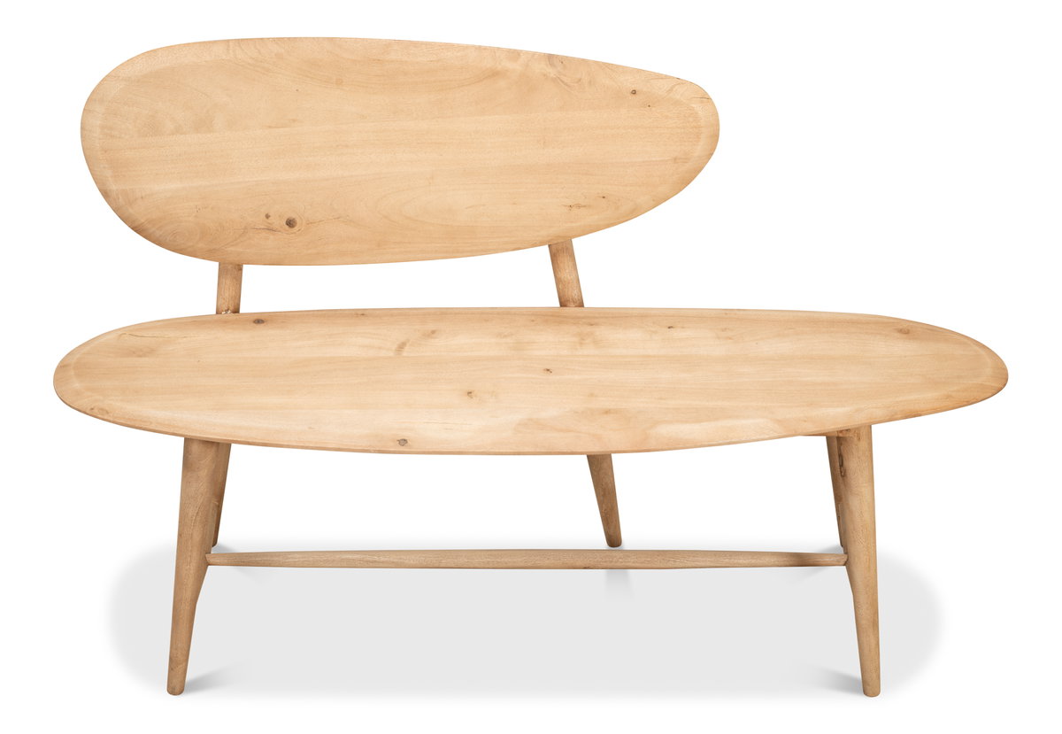 Pebble Bench (1 Back) Lionskin Finish, by Sarreid, 1'3" length x 4'6" width x 2'11" height View 7