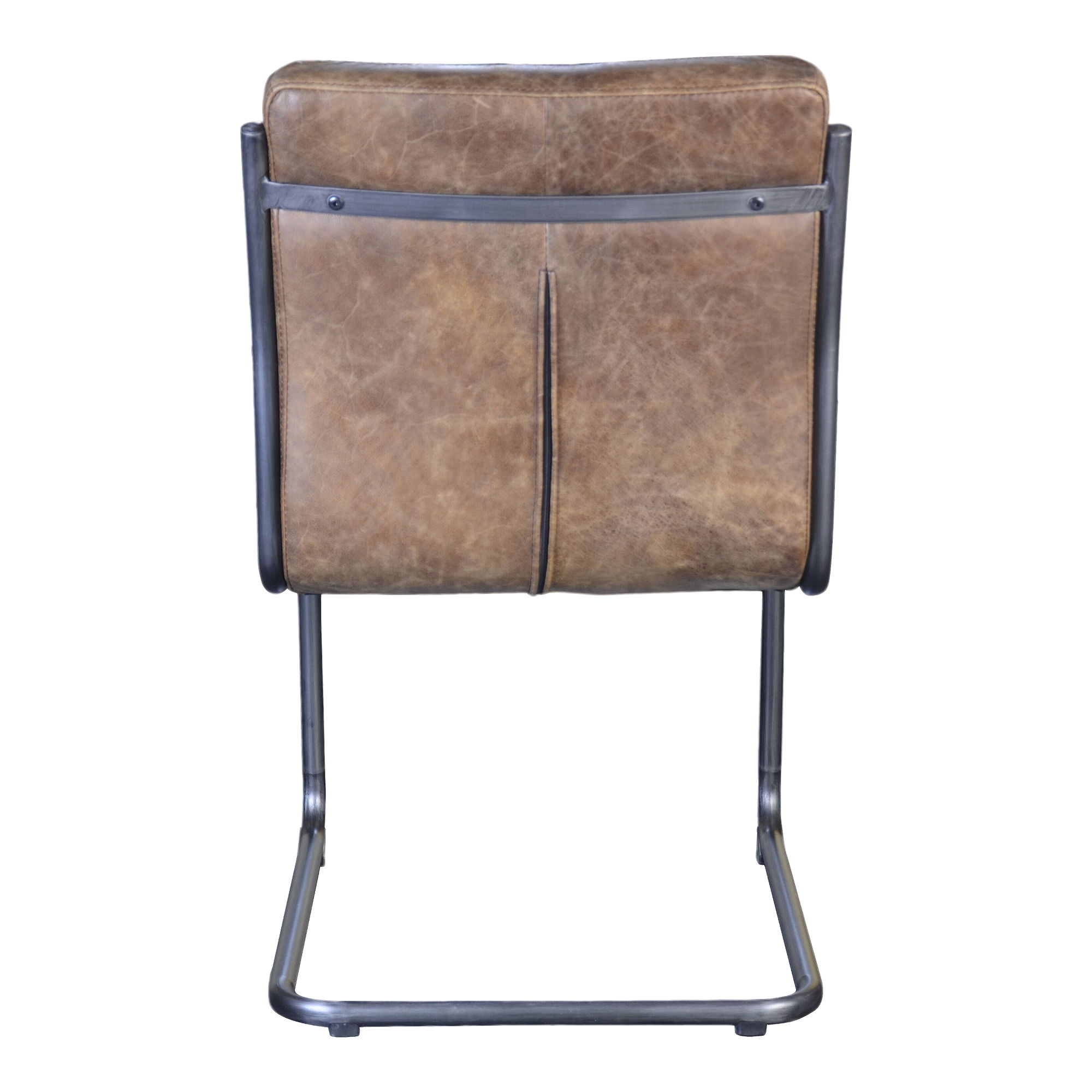 Ansel Dining Chair Grazed Brown Leather - Set Of Two, by Moe's Home, 21" width x 35" height x 26" depth View 3