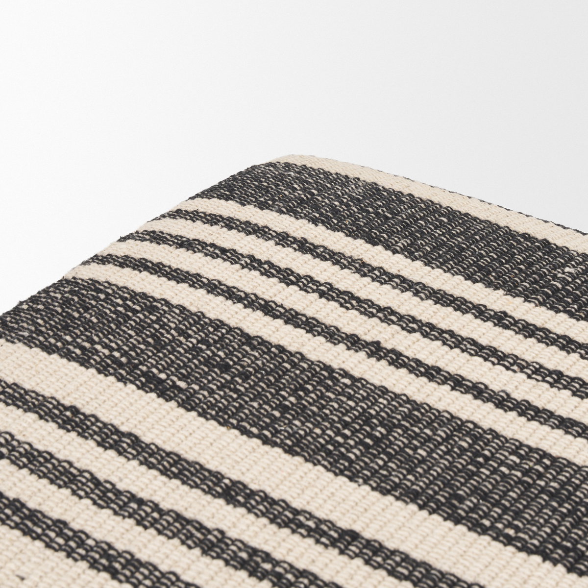 Shae Black Wood with Black and Cream Upholstered Bench, Benche by Mercana, 56.5" length x 18" width x 18.5" height View 7