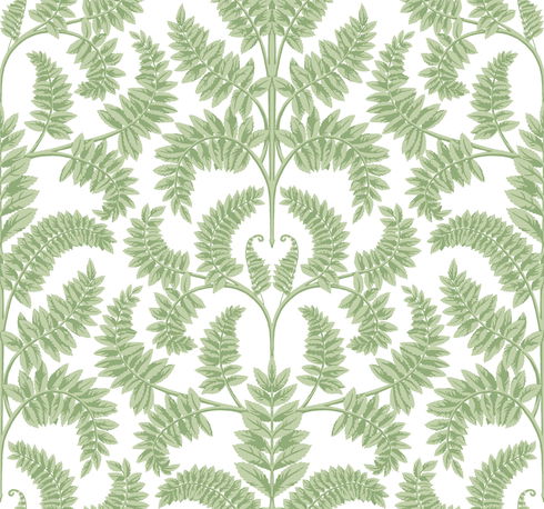 Royal Fern Damask Green Wallpaper