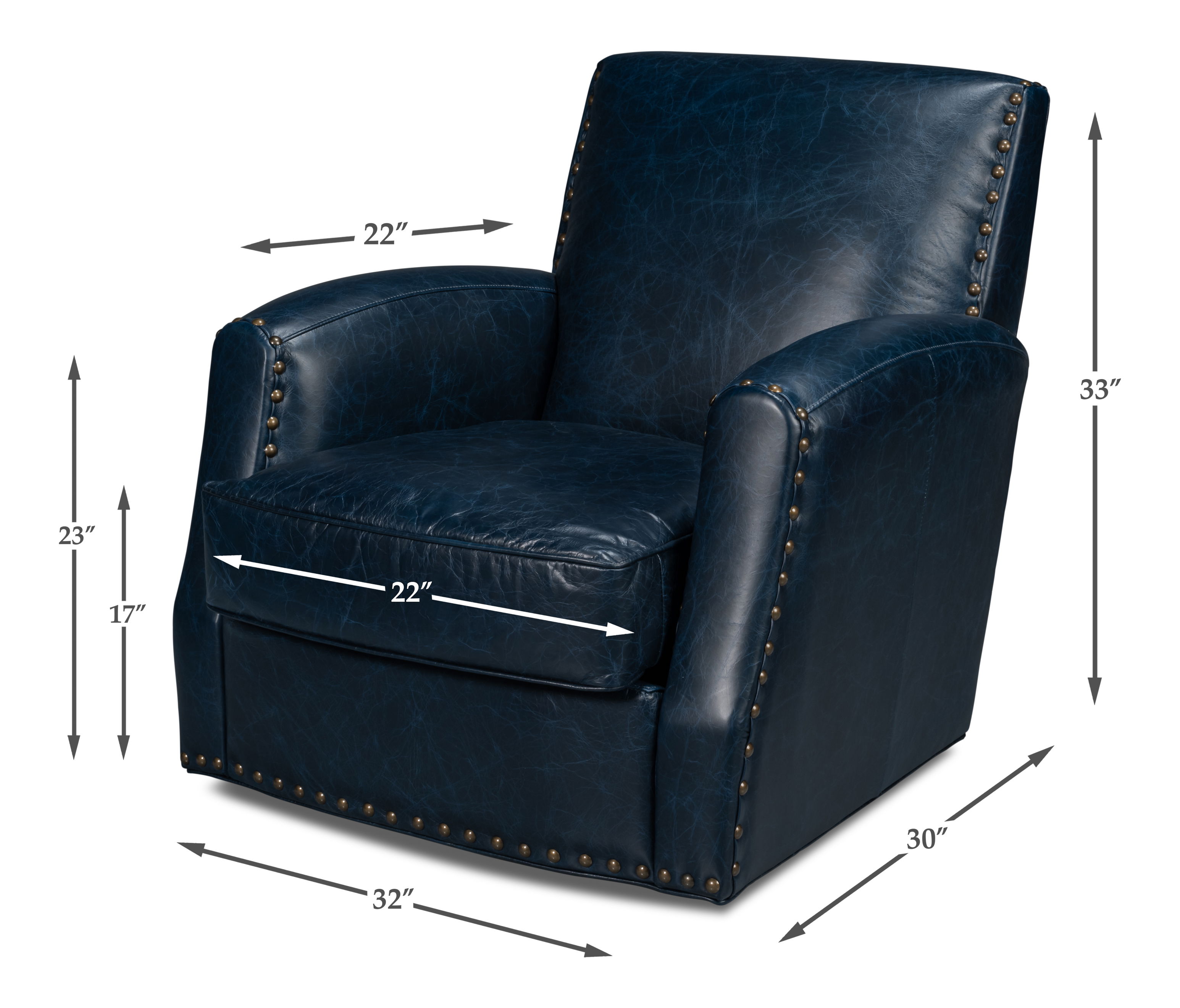 Taft Leather Swivel Chair, Chateau Blue large image 