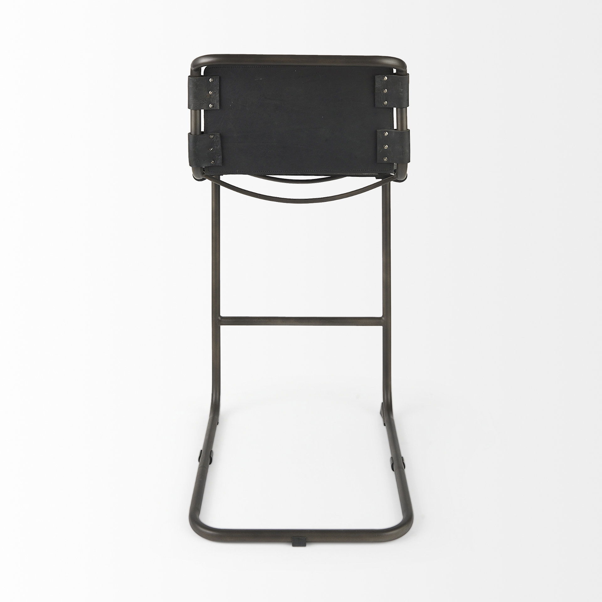 Berbick 43' Total Height Black Leather with Iron Frame Bar Stool large image 