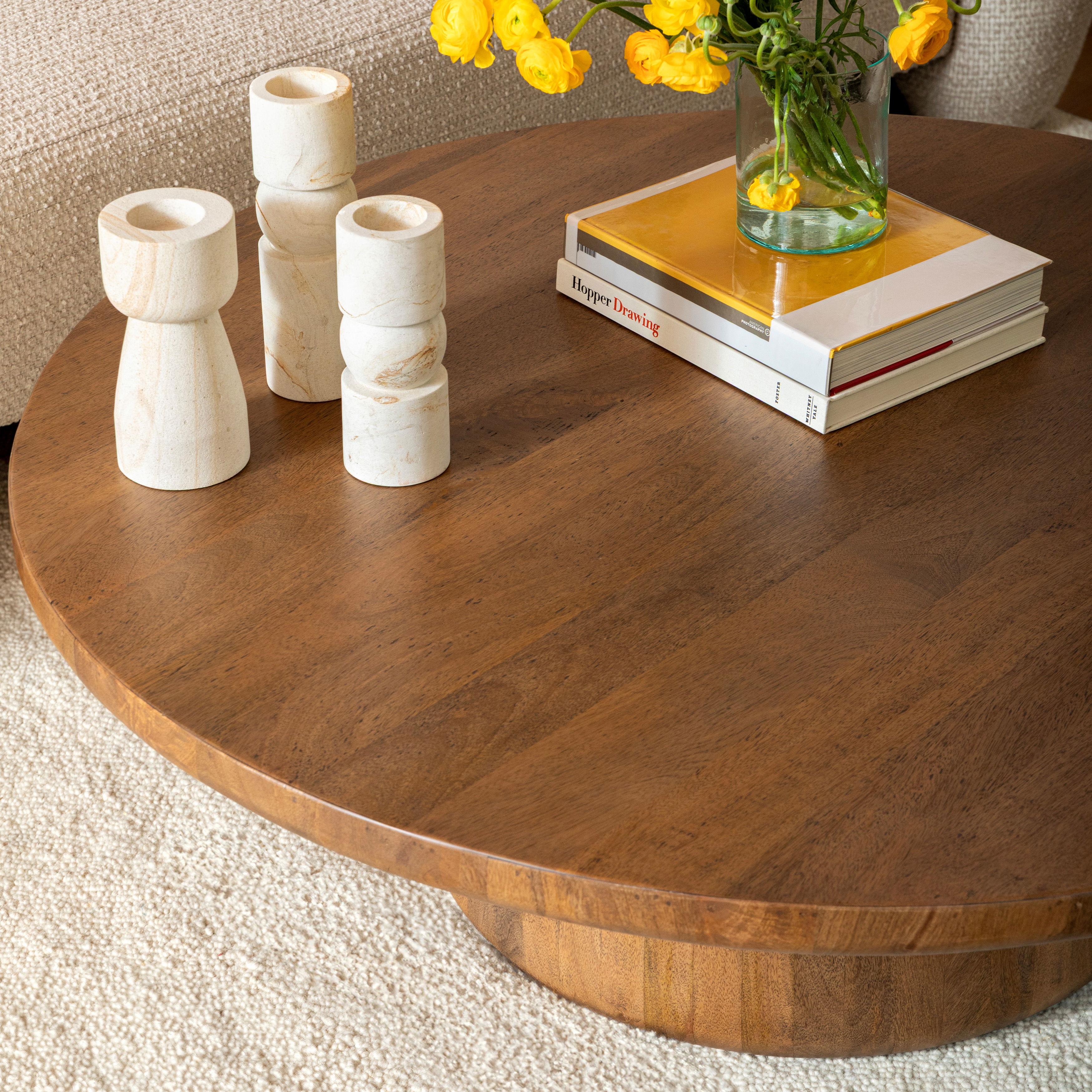 Armstrong Coffee Table Natural, by Dovetail, 48" width x 15.7" height x 48.2" diameter x 48" depth View 4