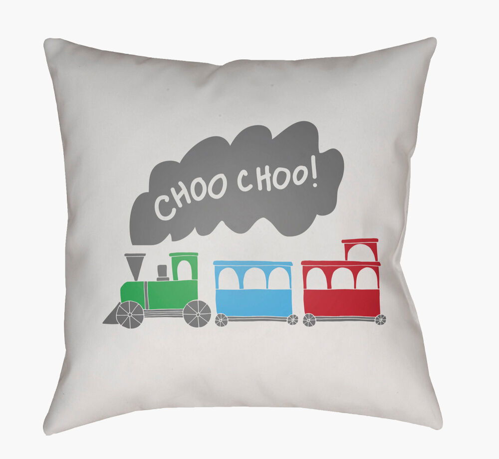 Trains Accent Pillow, Decorative Pillow by Surya, 18" length x 18" width