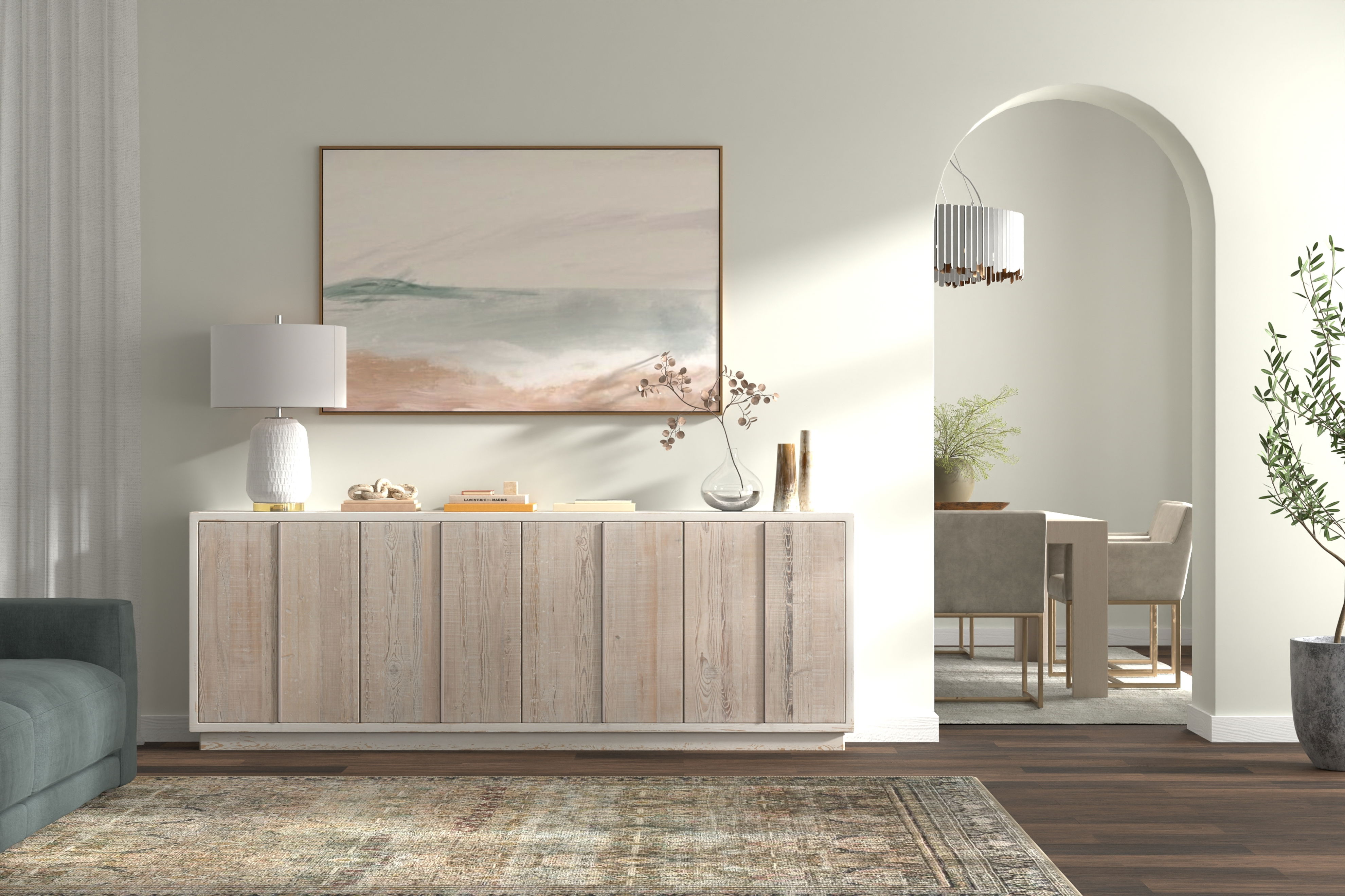 Stefano Narrow Sideboard, Cabinets & Sideboard by Sarreid, 94" length x 12" width x 34" height View 14