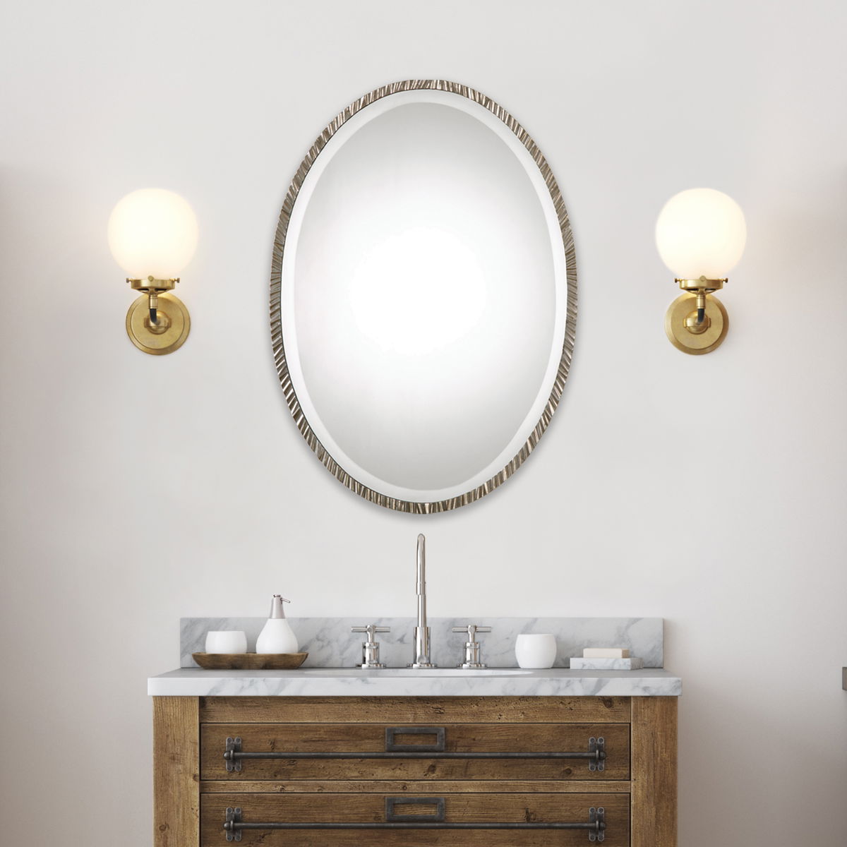 Annadel Oval Wall Mirror, by Uttermost, 20" width x 28" height x 1" depth View 2