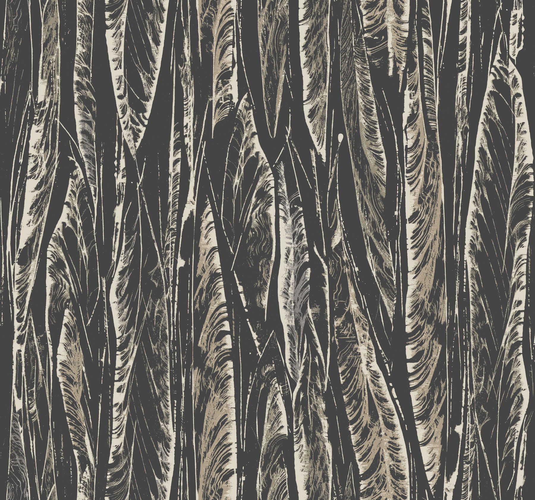Native Leaves Black Wallpaper large image 