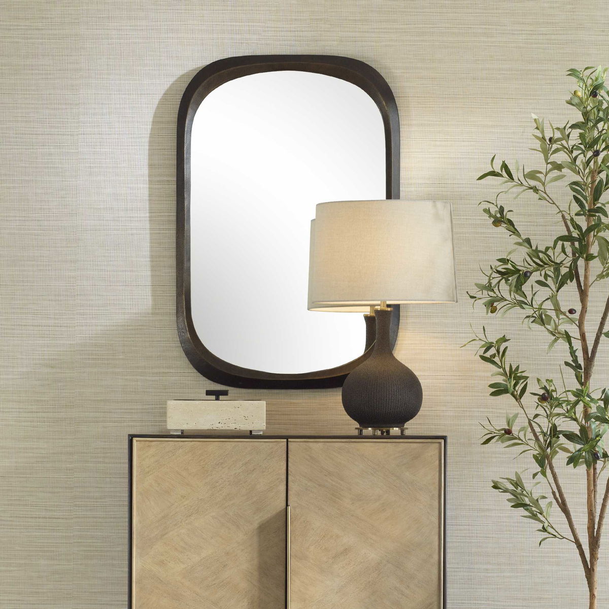 Malone Bronze Mirror, by Uttermost, 24" width x 36.5" height x 1.5" depth View 2