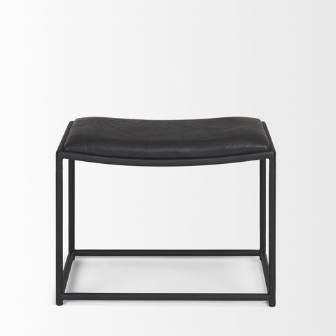 Taniel Black Leather with Black Metal Stool