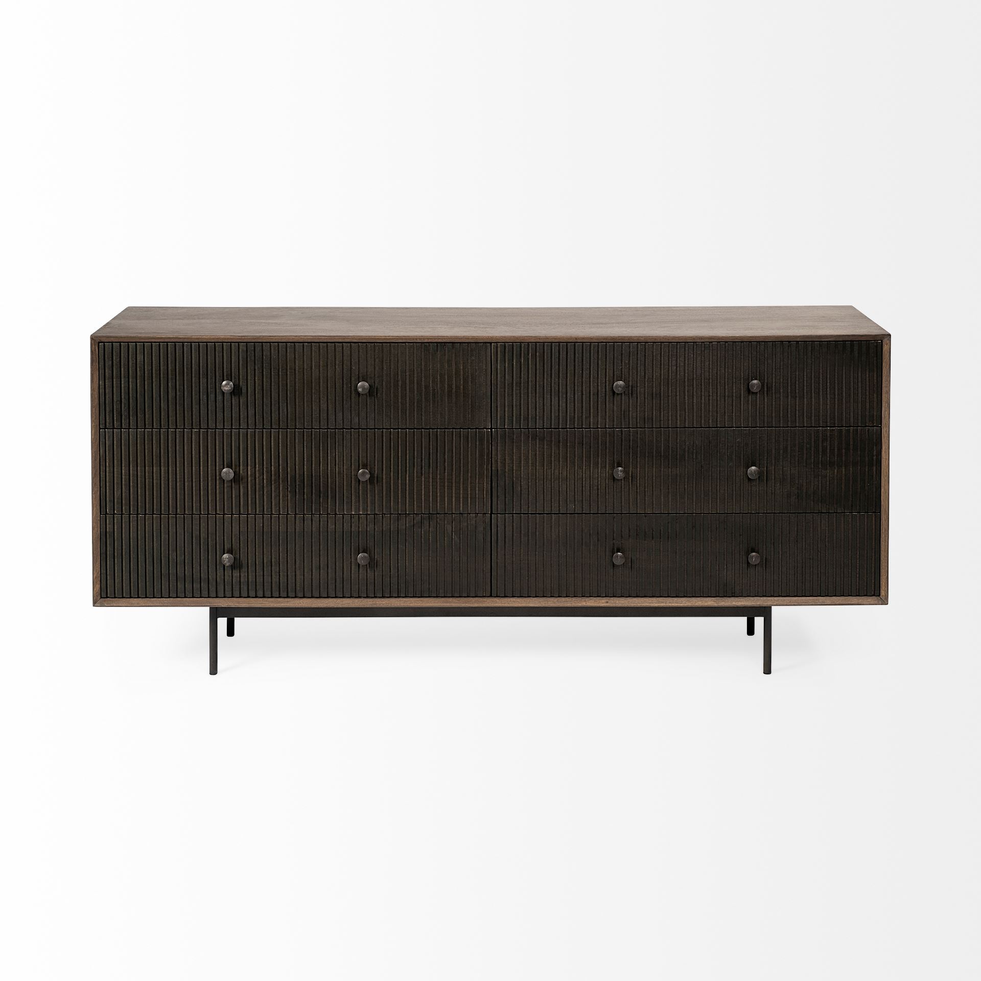 Grace 70Wx18.5Lx31.25H Two-Tone Brown Solid Wood 6 Drawer Sideboard, Sideboards & Buffet by Mercana, 70" length x 18.5" width x 31.25" height View 5
