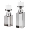 Lucian Nickel Candleholders Set/2, Candles & Candle Holder by Uttermost, 4.5" width x 14.5" height x 4.5" depth thumbnail 4