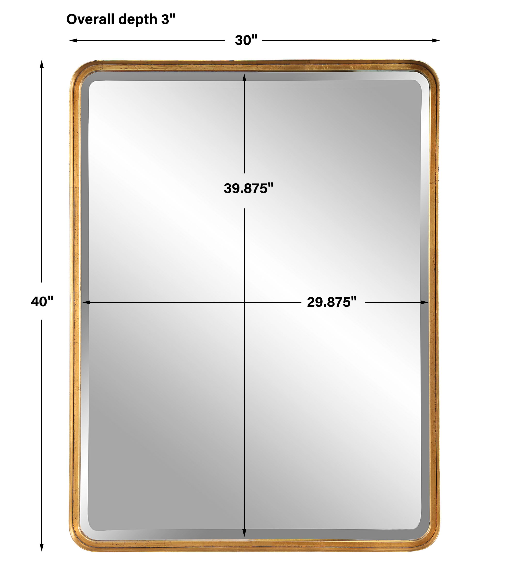 Crofton Gold Large Mirror, by Uttermost, 30" width x 40" height x 3" depth View 3