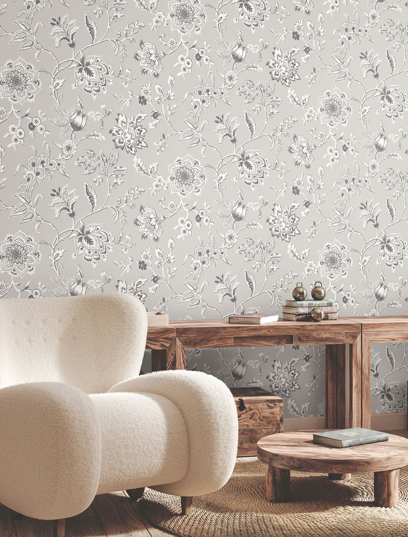 Sutton Grey Wallpaper, by York Wall, 27' length x 2'3" width x 0.02" depth View 3