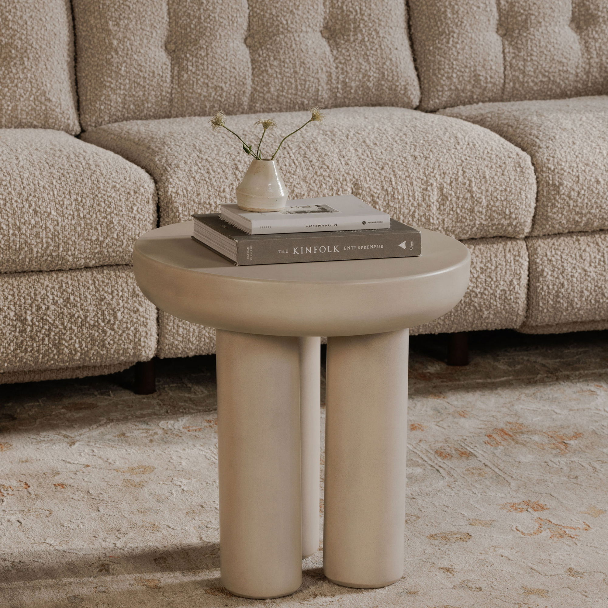Rocca Side Table Cream, Side & End Table by Moe's Home, 19.69" width x 20.08" height x 19.69" depth View 6