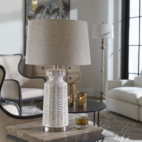 Kansa Distressed White Table Lamp