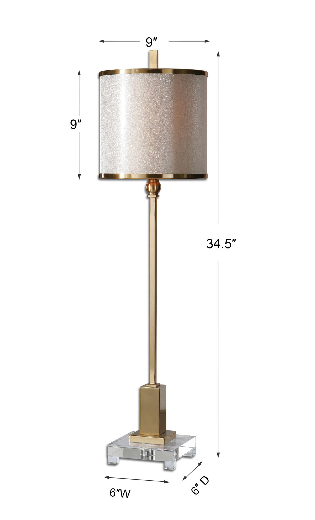 Villena Brass Buffet Lamp, Table Lamp by Uttermost, 9" width x 34.5" height x 9" depth View 3