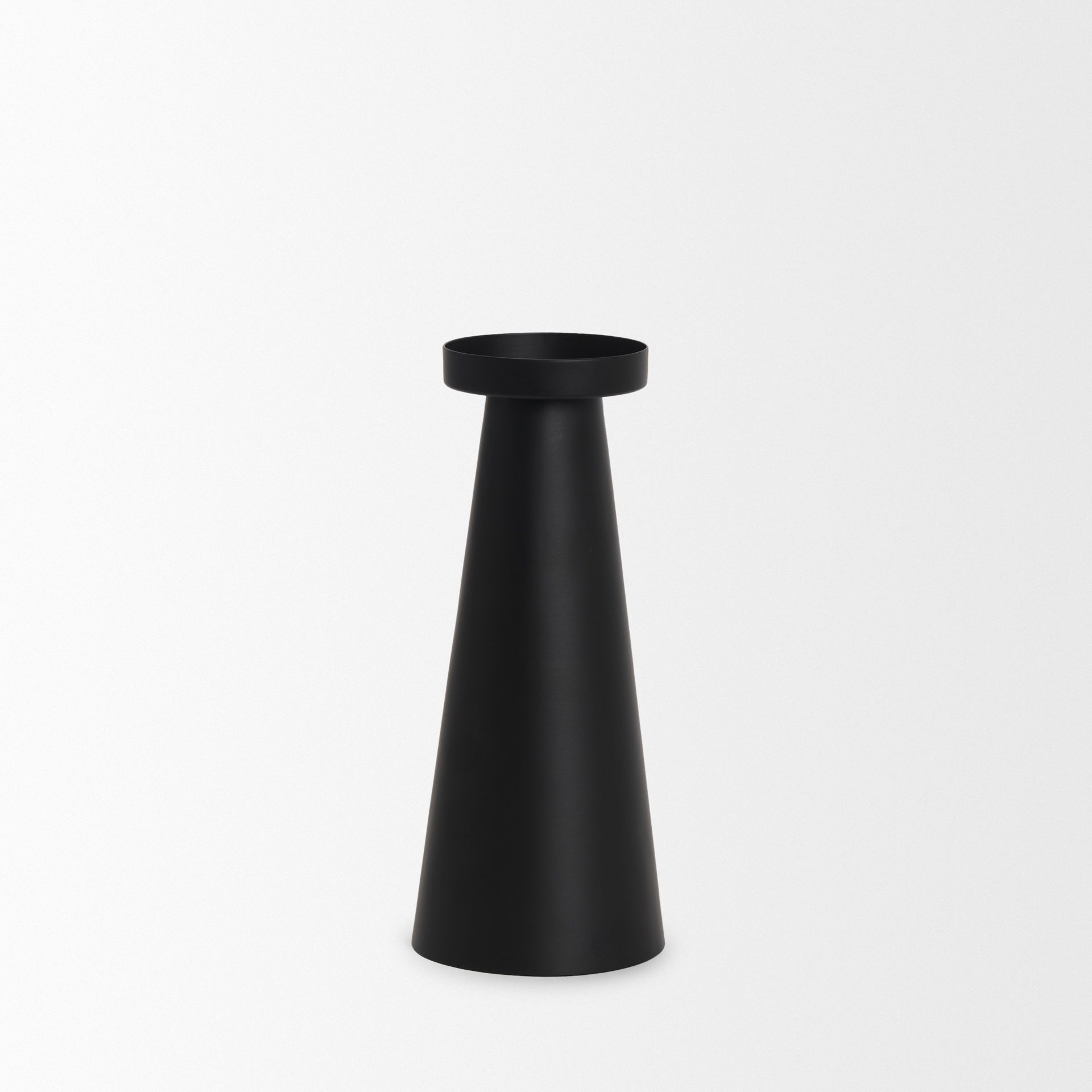 Quadir Tall Matte Black Metal Candle Holder, Candles & Candle Holder by Mercana, 4" length x 4" width x 9.75" height View 3