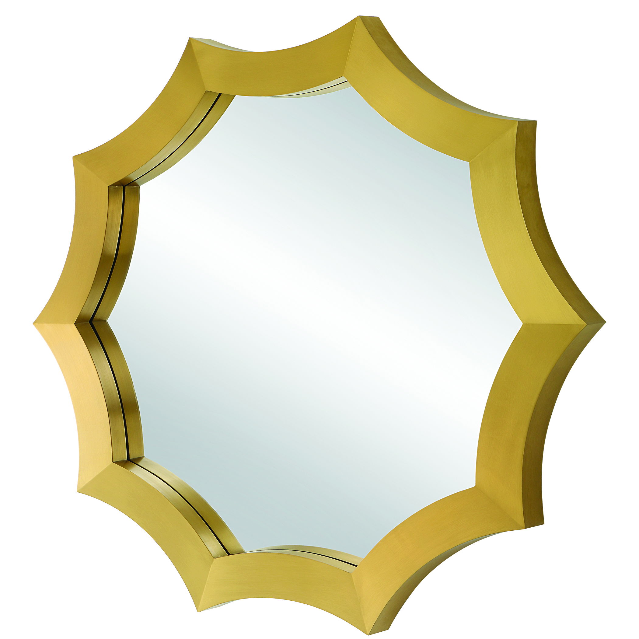 Flare Brushed Brass Round Mirror large image 