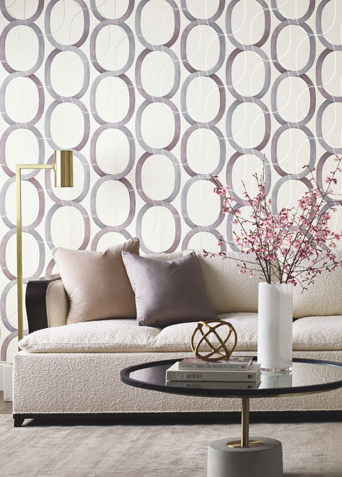 Interlock Plum Wallpaper